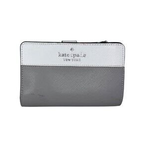 Kate Spade Staci Medium Compact Wallet  Gray & White